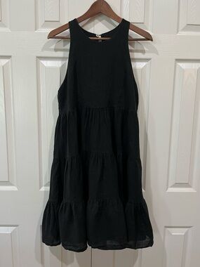 Civico 51 Sleeveless Linen Tiered Dress Black Made in Italy Sz L